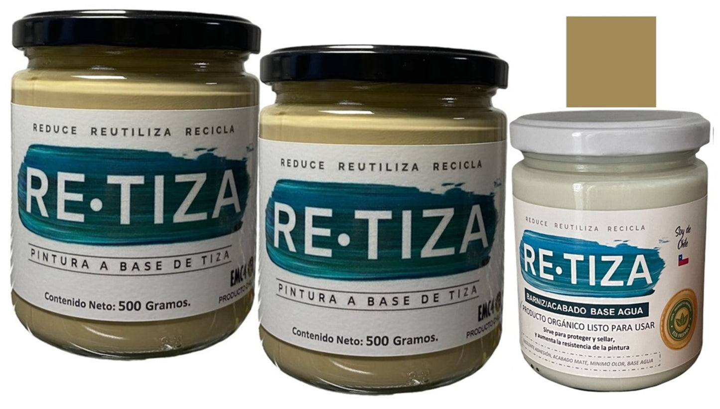 ✔️.PROMO PACK "ENCANTADA": Pintura 1 Kilo Ecológica más Barniz Transparente de 240 ml.